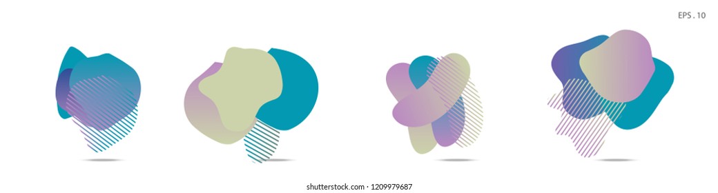 Set of abstract modern graphic elements. Dynamical colored forms and line. Gradient abstract banners with flowing liquid shapes. Template for the design of a logo,flyer or presentation. Vector fluid.