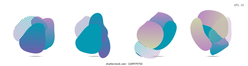 Set of abstract modern graphic elements. Dynamical colored forms and line. Gradient abstract banners with flowing liquid shapes. Template for the design of a logo,flyer or presentation. Vector fluid.