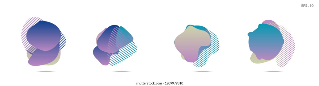 Set of abstract modern graphic elements. Dynamical colored forms and line. Gradient abstract banners with flowing liquid shapes. Template for the design of a logo,flyer or presentation. Vector fluid.
