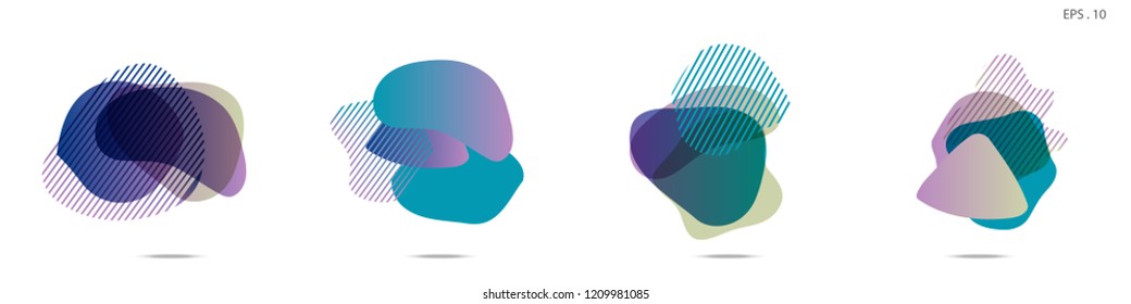 Set of abstract modern graphic elements. Dynamical colored forms and line. Gradient abstract banners with flowing liquid shapes. Template for the design of a logo,flyer or presentation. Vector fluid.