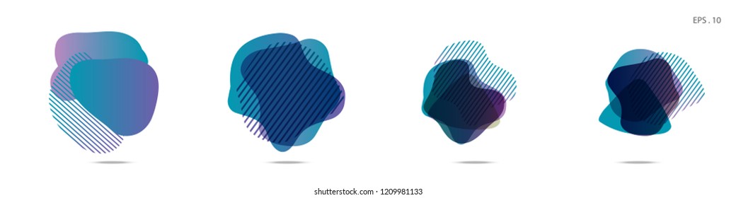 Set of abstract modern graphic elements. Dynamical colored forms and line. Gradient abstract banners with flowing liquid shapes. Template for the design of a logo,flyer or presentation. Vector fluid.