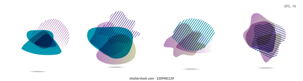 Set of abstract modern graphic elements. Dynamical colored forms and line. Gradient abstract banners with flowing liquid shapes. Template for the design of a logo,flyer or presentation. Vector fluid.