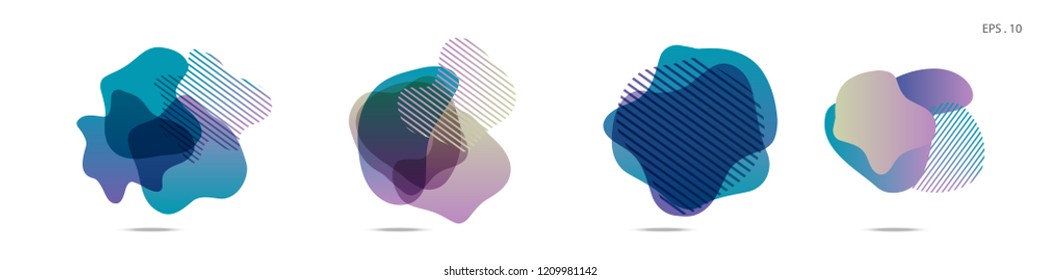 Set of abstract modern graphic elements. Dynamical colored forms and line. Gradient abstract banners with flowing liquid shapes. Template for the design of a logo,flyer or presentation. Vector fluid.