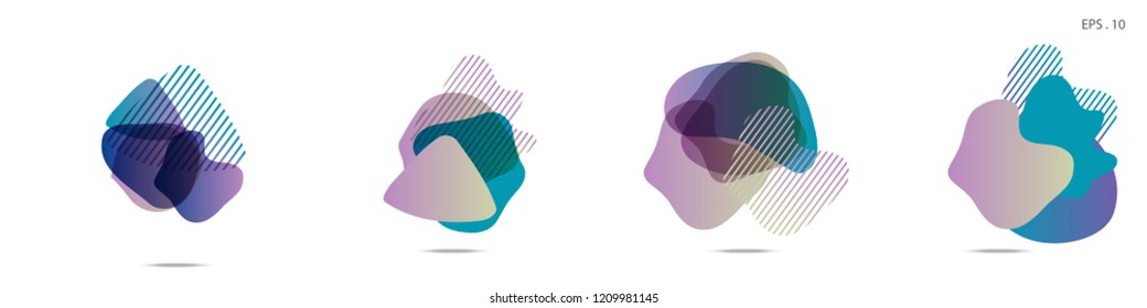 Set of abstract modern graphic elements. Dynamical colored forms and line. Gradient abstract banners with flowing liquid shapes. Template for the design of a logo,flyer or presentation. Vector fluid.