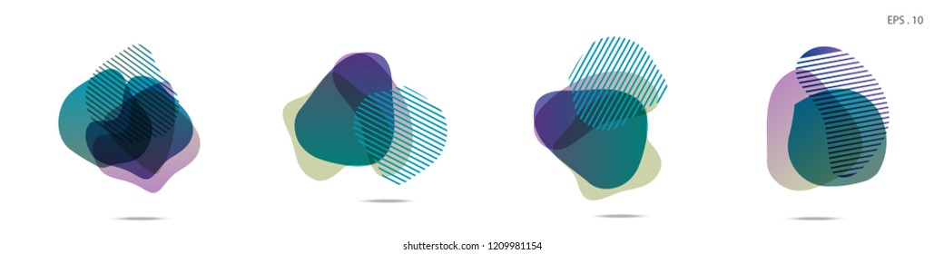 Set of abstract modern graphic elements. Dynamical colored forms and line. Gradient abstract banners with flowing liquid shapes. Template for the design of a logo,flyer or presentation. Vector fluid.