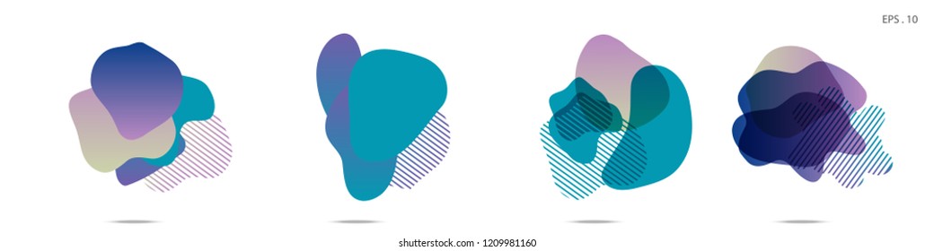 Set of abstract modern graphic elements. Dynamical colored forms and line. Gradient abstract banners with flowing liquid shapes. Template for the design of a logo,flyer or presentation. Vector fluid.