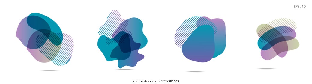 Set of abstract modern graphic elements. Dynamical colored forms and line. Gradient abstract banners with flowing liquid shapes. Template for the design of a logo,flyer or presentation. Vector fluid.