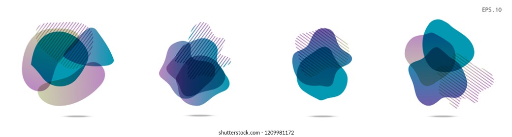 Set of abstract modern graphic elements. Dynamical colored forms and line. Gradient abstract banners with flowing liquid shapes. Template for the design of a logo,flyer or presentation. Vector fluid.
