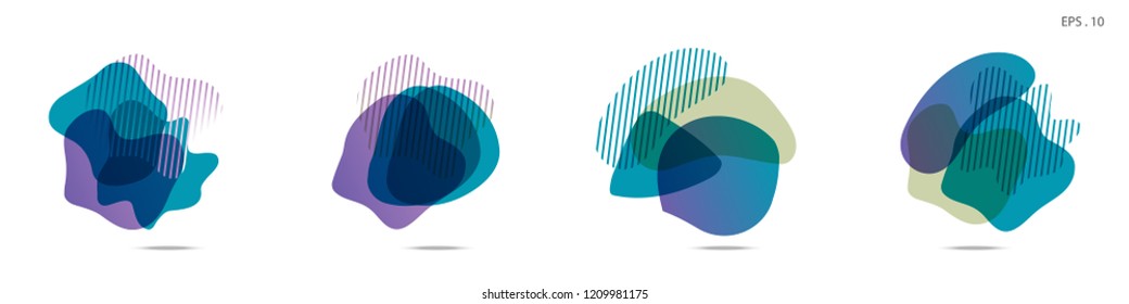 Set of abstract modern graphic elements. Dynamical colored forms and line. Gradient abstract banners with flowing liquid shapes. Template for the design of a logo,flyer or presentation. Vector fluid.