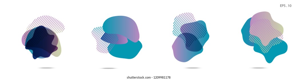 Set of abstract modern graphic elements. Dynamical colored forms and line. Gradient abstract banners with flowing liquid shapes. Template for the design of a logo,flyer or presentation. Vector fluid.