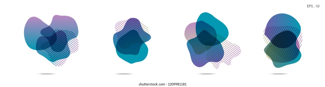 Set of abstract modern graphic elements. Dynamical colored forms and line. Gradient abstract banners with flowing liquid shapes. Template for the design of a logo,flyer or presentation. Vector fluid.