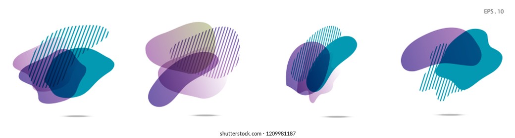 Set of abstract modern graphic elements. Dynamical colored forms and line. Gradient abstract banners with flowing liquid shapes. Template for the design of a logo,flyer or presentation. Vector fluid.