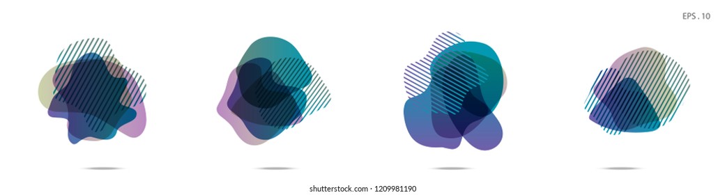 Set of abstract modern graphic elements. Dynamical colored forms and line. Gradient abstract banners with flowing liquid shapes. Template for the design of a logo,flyer or presentation. Vector fluid.