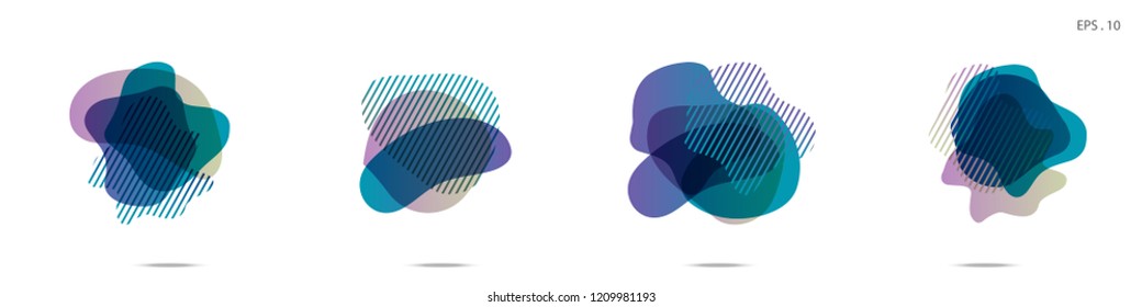 Set of abstract modern graphic elements. Dynamical colored forms and line. Gradient abstract banners with flowing liquid shapes. Template for the design of a logo,flyer or presentation. Vector fluid.