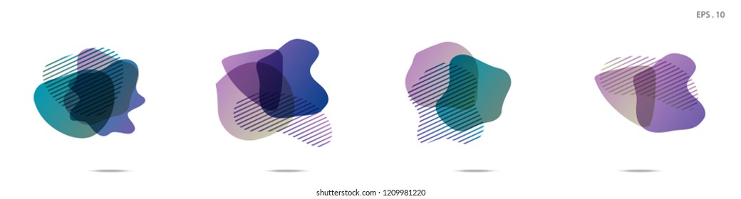 Set of abstract modern graphic elements. Dynamical colored forms and line. Gradient abstract banners with flowing liquid shapes. Template for the design of a logo,flyer or presentation. Vector fluid.