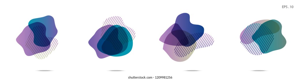 Set of abstract modern graphic elements. Dynamical colored forms and line. Gradient abstract banners with flowing liquid shapes. Template for the design of a logo,flyer or presentation. Vector fluid.