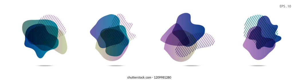 Set of abstract modern graphic elements. Dynamical colored forms and line. Gradient abstract banners with flowing liquid shapes. Template for the design of a logo,flyer or presentation. Vector fluid.