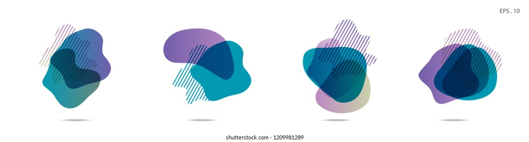 Set of abstract modern graphic elements. Dynamical colored forms and line. Gradient abstract banners with flowing liquid shapes. Template for the design of a logo,flyer or presentation. Vector fluid.