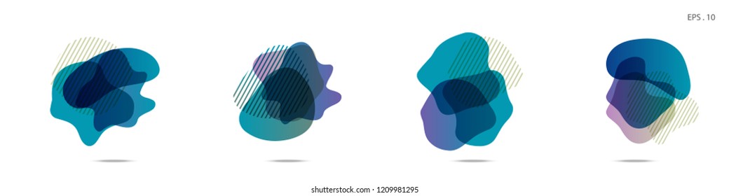Set of abstract modern graphic elements. Dynamical colored forms and line. Gradient abstract banners with flowing liquid shapes. Template for the design of a logo,flyer or presentation. Vector fluid.