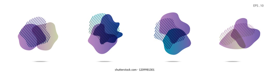 Set of abstract modern graphic elements. Dynamical colored forms and line. Gradient abstract banners with flowing liquid shapes. Template for the design of a logo,flyer or presentation. Vector fluid.