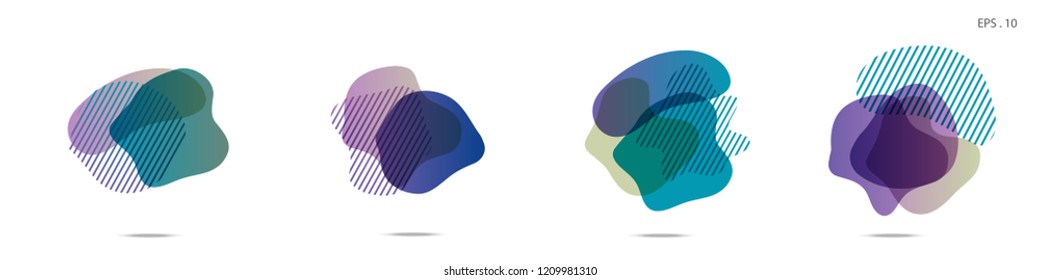Set of abstract modern graphic elements. Dynamical colored forms and line. Gradient abstract banners with flowing liquid shapes. Template for the design of a logo,flyer or presentation. Vector fluid.