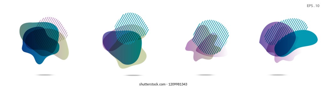 Set of abstract modern graphic elements. Dynamical colored forms and line. Gradient abstract banners with flowing liquid shapes. Template for the design of a logo,flyer or presentation. Vector fluid.