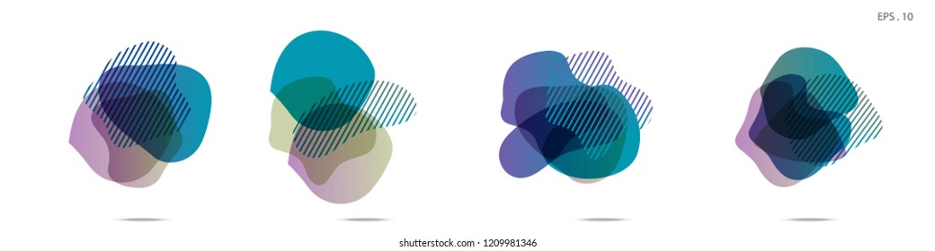 Set of abstract modern graphic elements. Dynamical colored forms and line. Gradient abstract banners with flowing liquid shapes. Template for the design of a logo,flyer or presentation. Vector fluid.