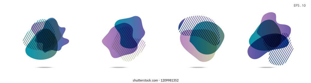 Set of abstract modern graphic elements. Dynamical colored forms and line. Gradient abstract banners with flowing liquid shapes. Template for the design of a logo,flyer or presentation. Vector fluid.