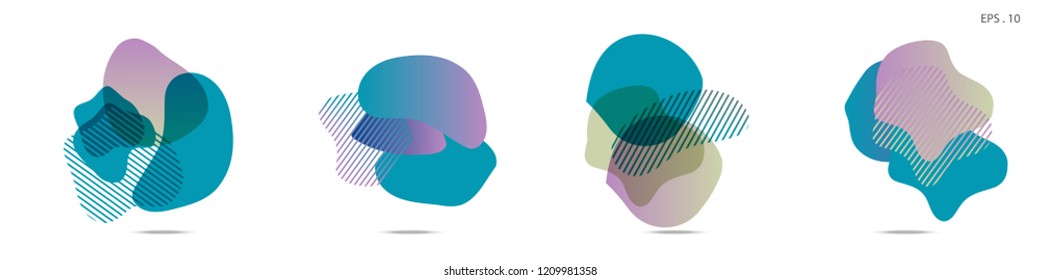 Set of abstract modern graphic elements. Dynamical colored forms and line. Gradient abstract banners with flowing liquid shapes. Template for the design of a logo,flyer or presentation. Vector fluid.
