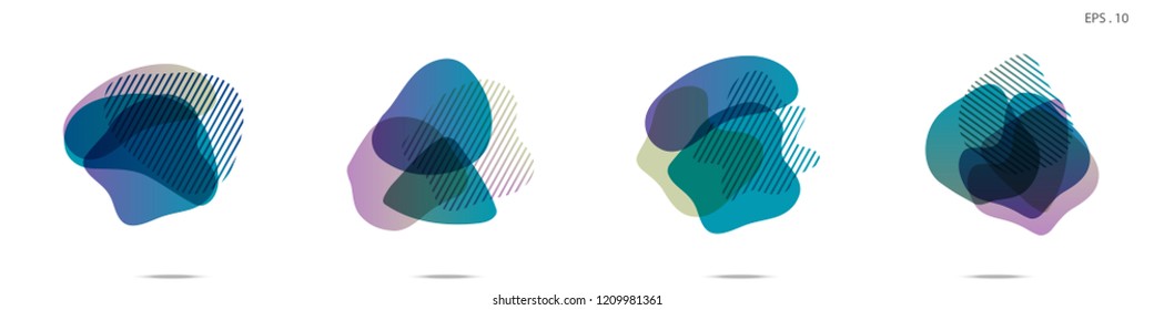 Set of abstract modern graphic elements. Dynamical colored forms and line. Gradient abstract banners with flowing liquid shapes. Template for the design of a logo,flyer or presentation. Vector fluid.