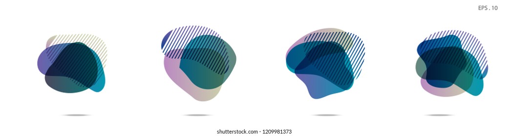Set of abstract modern graphic elements. Dynamical colored forms and line. Gradient abstract banners with flowing liquid shapes. Template for the design of a logo,flyer or presentation. Vector fluid.
