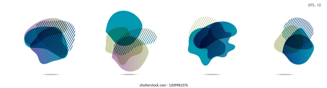 Set of abstract modern graphic elements. Dynamical colored forms and line. Gradient abstract banners with flowing liquid shapes. Template for the design of a logo,flyer or presentation. Vector fluid.