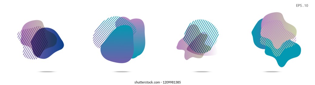 Set of abstract modern graphic elements. Dynamical colored forms and line. Gradient abstract banners with flowing liquid shapes. Template for the design of a logo,flyer or presentation. Vector fluid.
