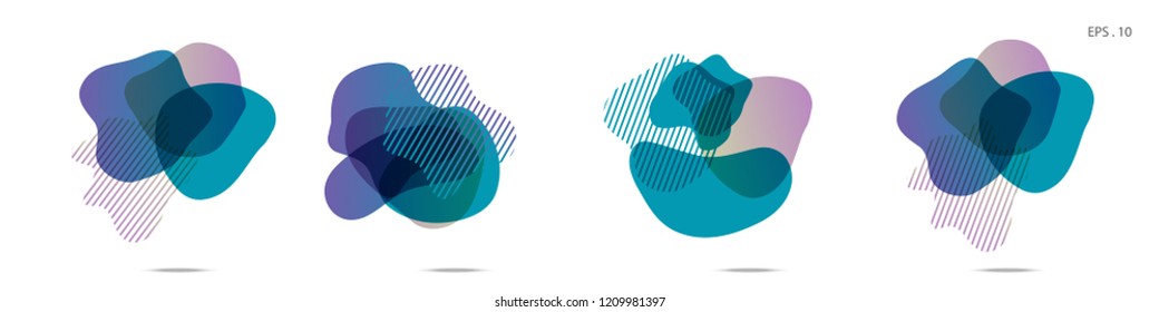 Set of abstract modern graphic elements. Dynamical colored forms and line. Gradient abstract banners with flowing liquid shapes. Template for the design of a logo,flyer or presentation. Vector fluid.