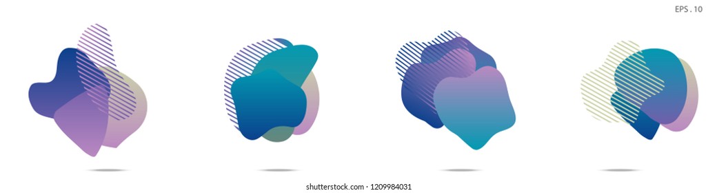 Set of abstract modern graphic elements. Dynamical colored forms and line. Gradient abstract banners with flowing liquid shapes. Template for the design of a logo,flyer or presentation. Vector fluid.