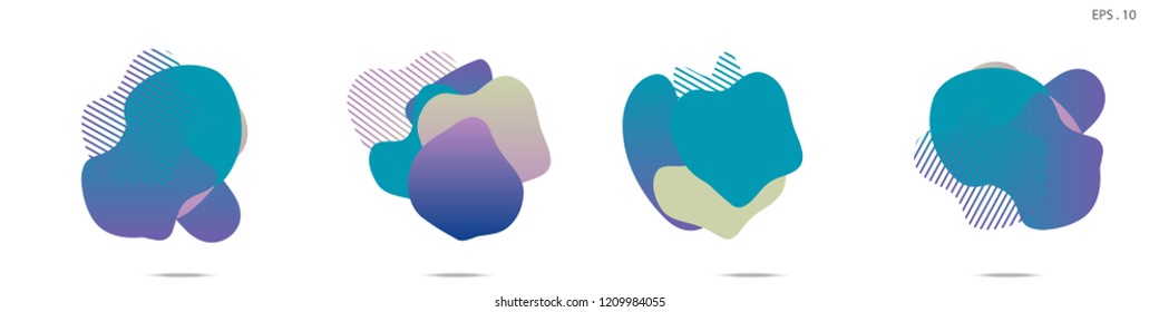Set of abstract modern graphic elements. Dynamical colored forms and line. Gradient abstract banners with flowing liquid shapes. Template for the design of a logo,flyer or presentation. Vector fluid.