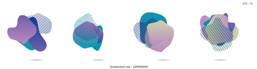 Set of abstract modern graphic elements. Dynamical colored forms and line. Gradient abstract banners with flowing liquid shapes. Template for the design of a logo,flyer or presentation. Vector fluid.