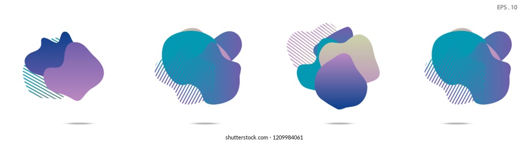Set of abstract modern graphic elements. Dynamical colored forms and line. Gradient abstract banners with flowing liquid shapes. Template for the design of a logo,flyer or presentation. Vector fluid.