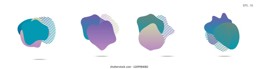 Set of abstract modern graphic elements. Dynamical colored forms and line. Gradient abstract banners with flowing liquid shapes. Template for the design of a logo,flyer or presentation. Vector fluid.
