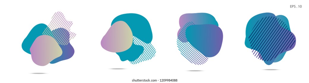 Set of abstract modern graphic elements. Dynamical colored forms and line. Gradient abstract banners with flowing liquid shapes. Template for the design of a logo,flyer or presentation. Vector fluid.