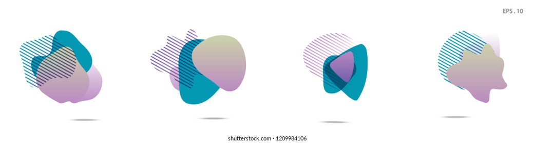 Set of abstract modern graphic elements. Dynamical colored forms and line. Gradient abstract banners with flowing liquid shapes. Template for the design of a logo,flyer or presentation. Vector fluid.