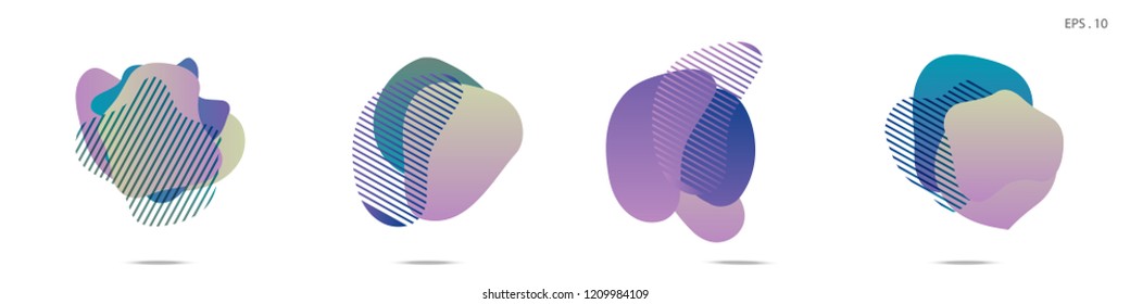 Set of abstract modern graphic elements. Dynamical colored forms and line. Gradient abstract banners with flowing liquid shapes. Template for the design of a logo,flyer or presentation. Vector fluid.