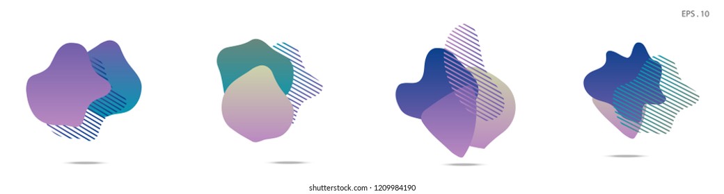 Set of abstract modern graphic elements. Dynamical colored forms and line. Gradient abstract banners with flowing liquid shapes. Template for the design of a logo,flyer or presentation. Vector fluid.