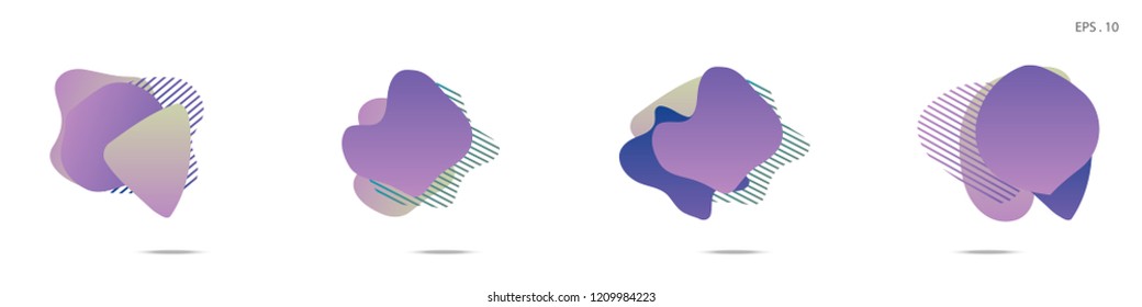 Set of abstract modern graphic elements. Dynamical colored forms and line. Gradient abstract banners with flowing liquid shapes. Template for the design of a logo,flyer or presentation. Vector fluid.