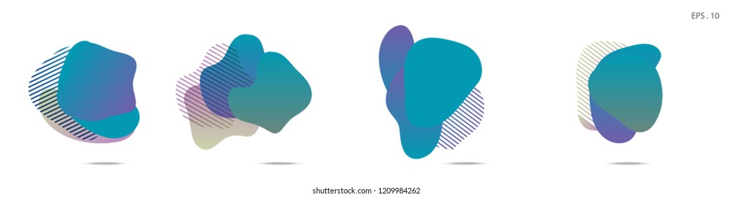 Set of abstract modern graphic elements. Dynamical colored forms and line. Gradient abstract banners with flowing liquid shapes. Template for the design of a logo,flyer or presentation. Vector fluid.