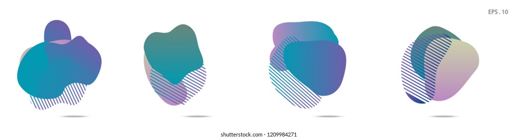 Set of abstract modern graphic elements. Dynamical colored forms and line. Gradient abstract banners with flowing liquid shapes. Template for the design of a logo,flyer or presentation. Vector fluid.