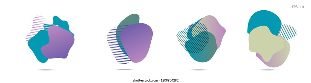 Set of abstract modern graphic elements. Dynamical colored forms and line. Gradient abstract banners with flowing liquid shapes. Template for the design of a logo,flyer or presentation. Vector fluid.