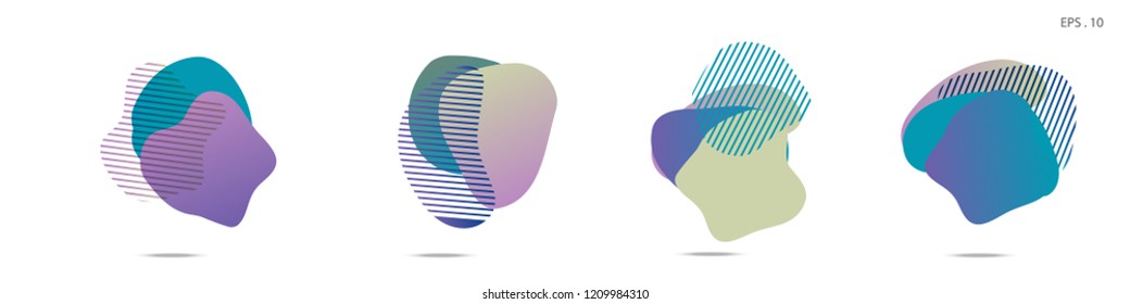 Set of abstract modern graphic elements. Dynamical colored forms and line. Gradient abstract banners with flowing liquid shapes. Template for the design of a logo,flyer or presentation. Vector fluid.