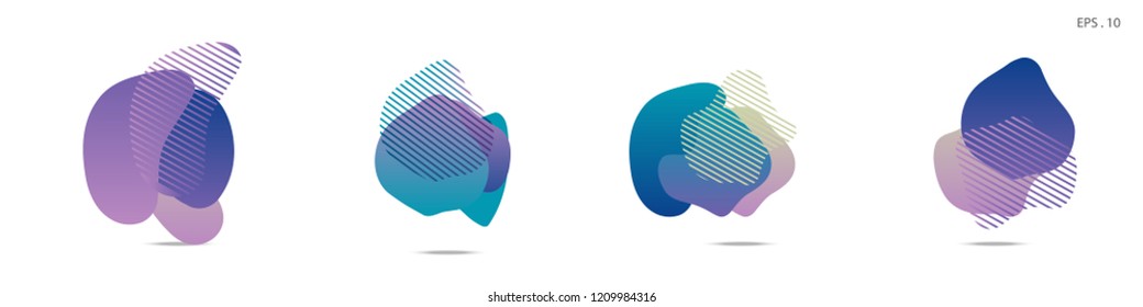 Set of abstract modern graphic elements. Dynamical colored forms and line. Gradient abstract banners with flowing liquid shapes. Template for the design of a logo,flyer or presentation. Vector fluid.