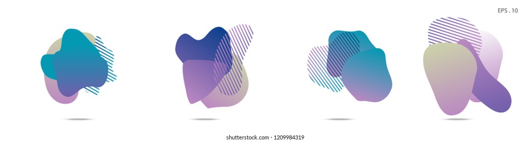 Set of abstract modern graphic elements. Dynamical colored forms and line. Gradient abstract banners with flowing liquid shapes. Template for the design of a logo,flyer or presentation. Vector fluid.